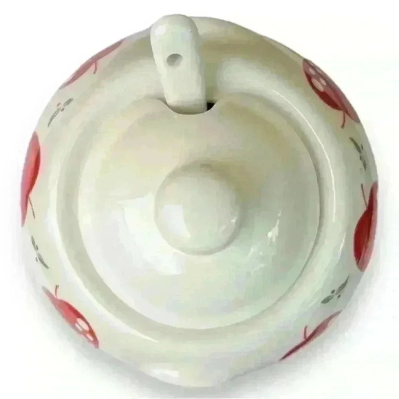 VTG Red Apple Ceramic Sugar Bowl Jam Jar - Picture 5 of 12
